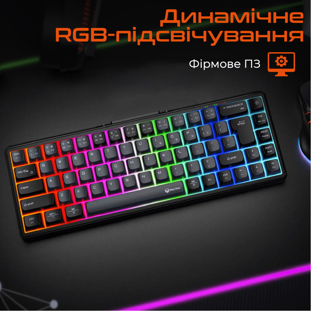 Клавіатура Meetion MK12 Bluetooth/USB Type-C Black (MT-MK12-A-RUA) - зображення 5