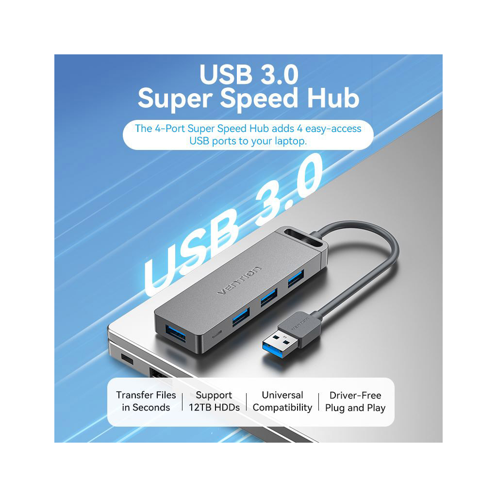 Концентратор Vention USB 3.0 to 4xUSB 3.0 Hub With Power Supply 0.15m black (CHLBB) - изображение 3