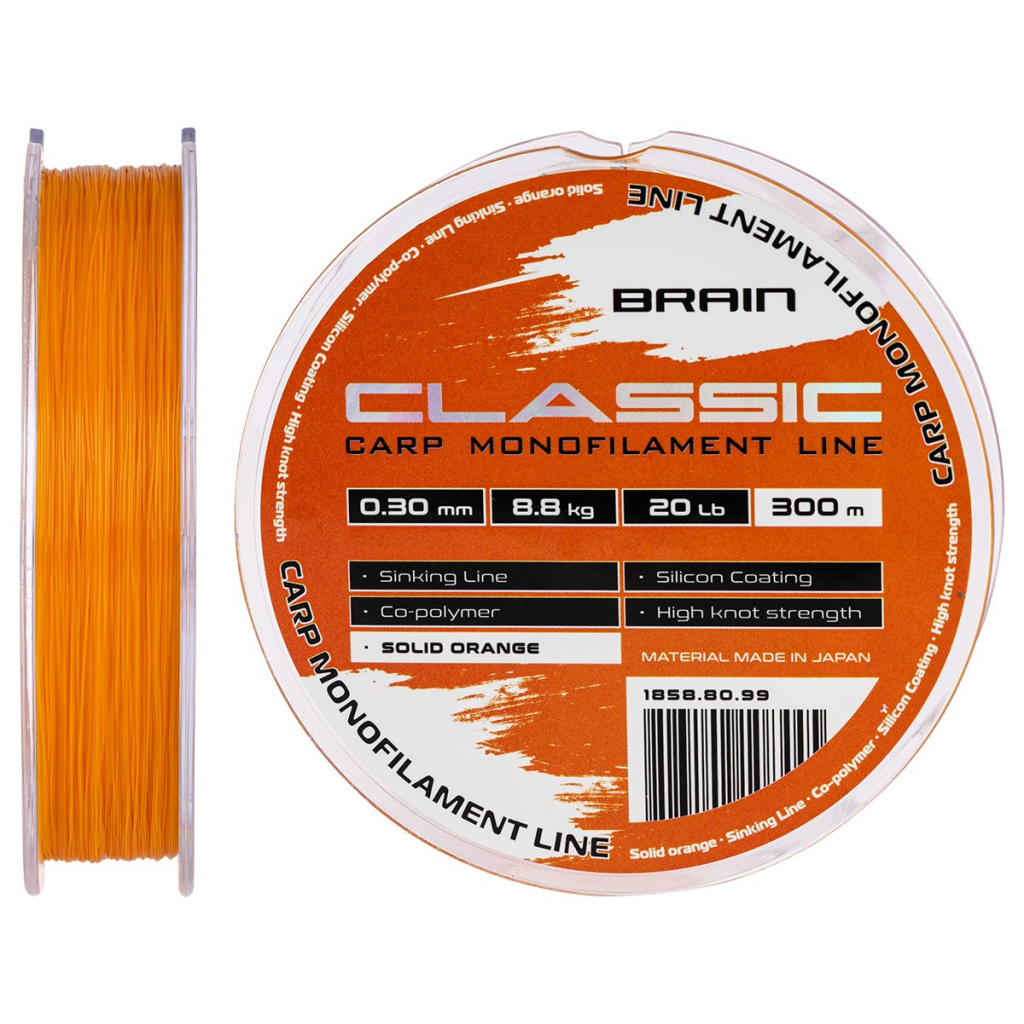 Волосінь Brain Classic Carp Line (solid orange) 300m 0.30mm 20lb 8.8kg (1858.80.99) - зображення 1