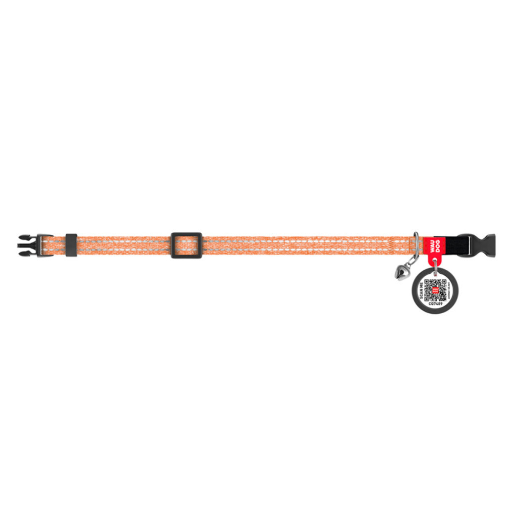 Нашийник для тварин WAUDOG Re-cotton з QR паспортом, пластиковий фастекс XS помаранчевий (16424) - зображення 2