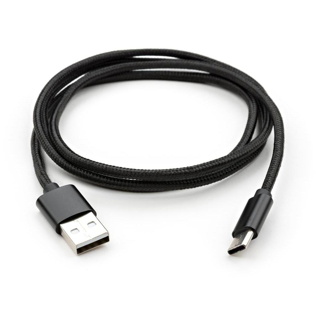 Дата кабель USB 2.0 AM to USB-C 1.0m nylon black Vinga (VCPDCTCNB1BK) - зображення 5