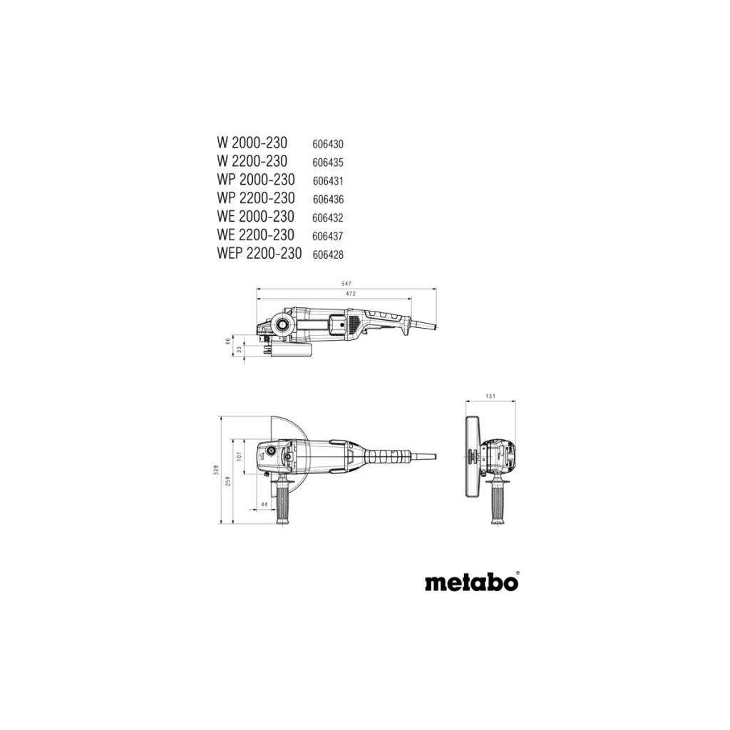 Шліфувальна машина Metabo WE 2200-230 230мм, 2200Вт, 6600об/хв, 5.2кг (606437000) - зображення 6
