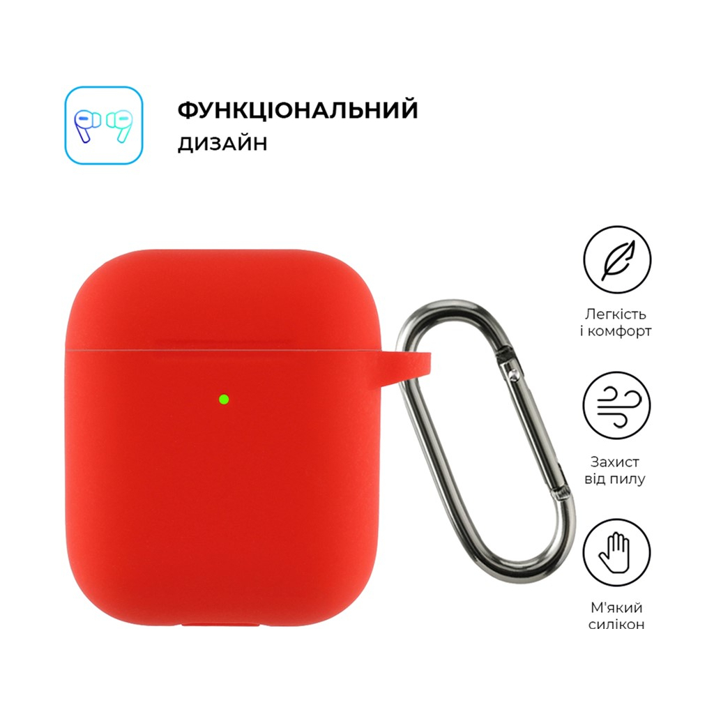 Чохол для навушників Armorstandart Ultrathin Silicone Case With Hook для Apple AirPods 2 Red (ARM59691) - зображення 2