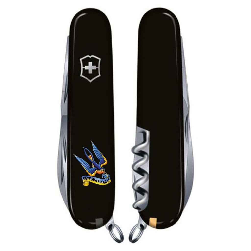 Ніж Victorinox Spartan Ukraine 91 мм Чорний Тризуб-Ластівка + Слава Україні (1.3603.3_T1220u) - зображення 2