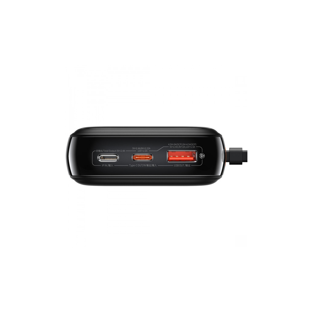 Батарея універсальна Baseus Qpow 20000mAh 20W, PD/3.0, QC/3.0, built-in lightning, black (PPQD060201) - зображення 3