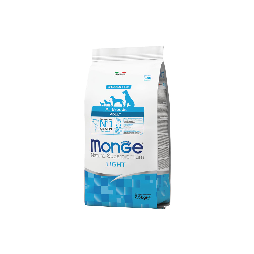 Сухий корм для собак Monge Dog All breeds Adult Light лосось з рисом 2.5 кг (8009470011228) - зображення 1