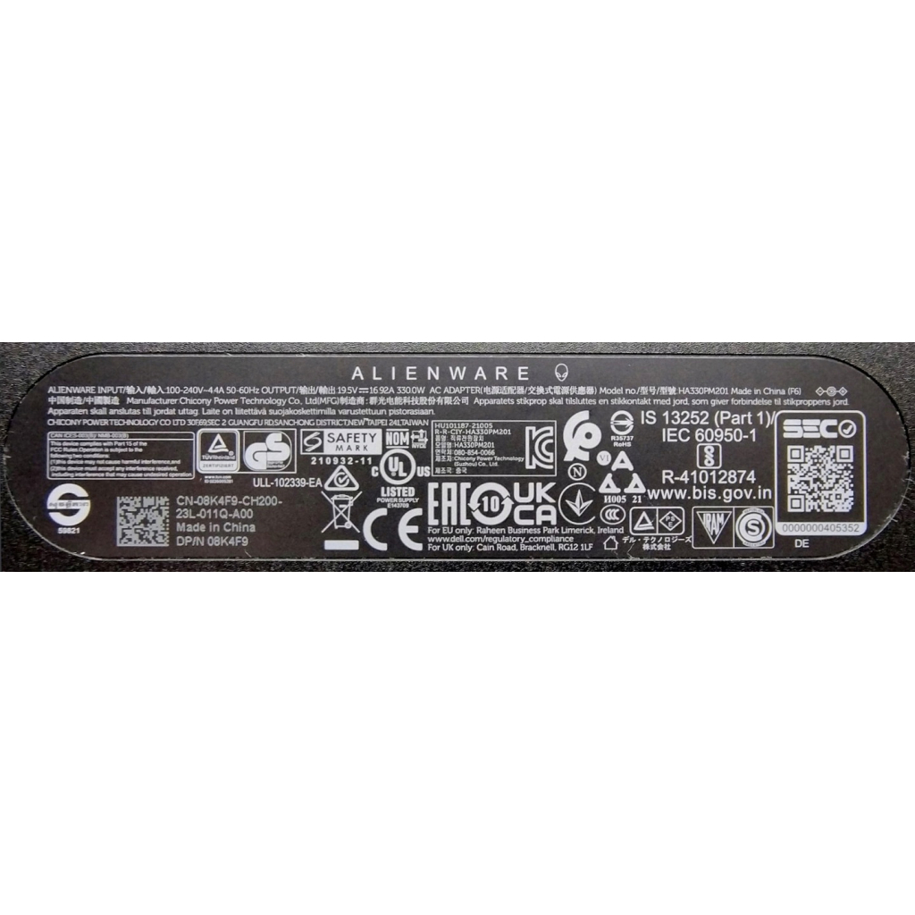 Блок живлення до ноутбуку Dell 330W Alienware GaN 19.5V, 16.92A, 7.4/5.0(pin inside), Oval-корпус (HA330PM201 / A40400) - зображення 4