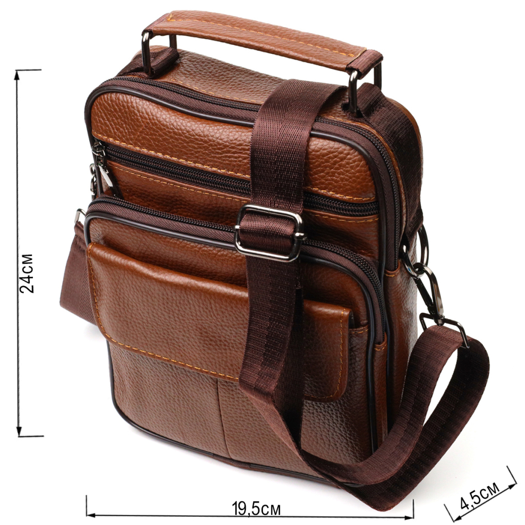 Сумка Vintage Чоловіча з натуральної шкіри Світло-коричнева (21954) - зображення 3