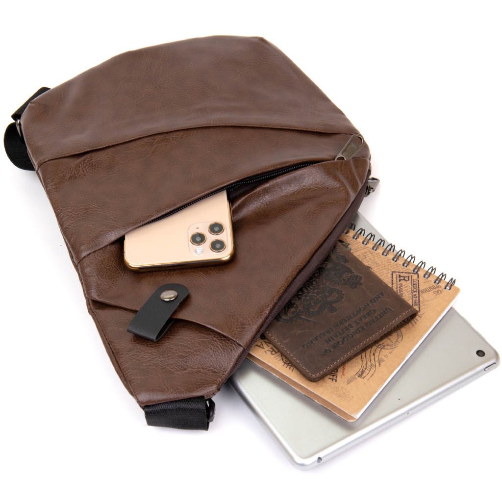 Сумка Vintage Слінг шкірозамінник Темно-коричнева (20566) - зображення 4