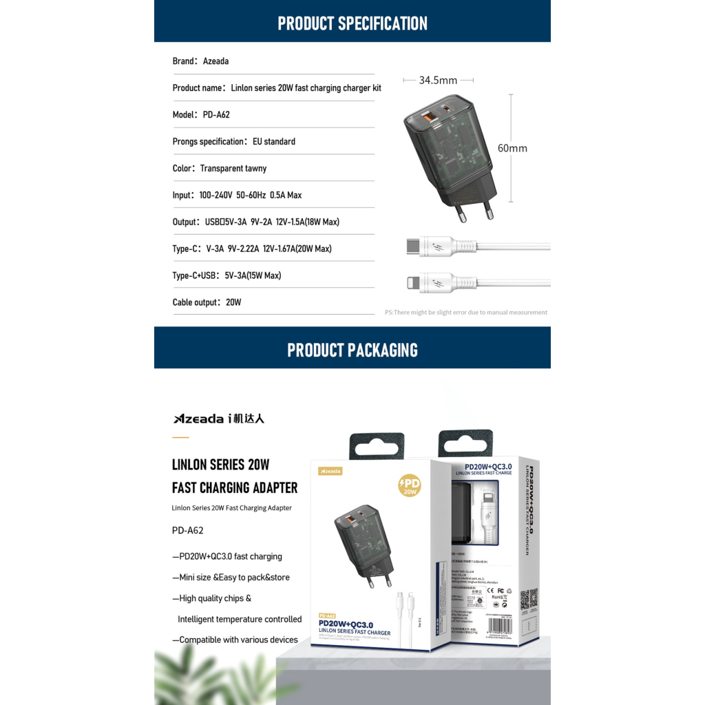 Зарядний пристрій Proda Xinrui A62 Fast Cherge 20W + Quick Charge (PD-A62-BK) - зображення 4