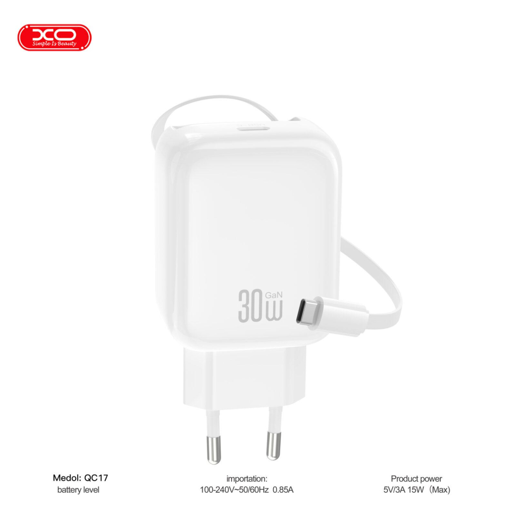 Зарядний пристрій XO 1xUSB-C PD30W GaN + cable USB-C to USB-C (XO-QC17) - зображення 4