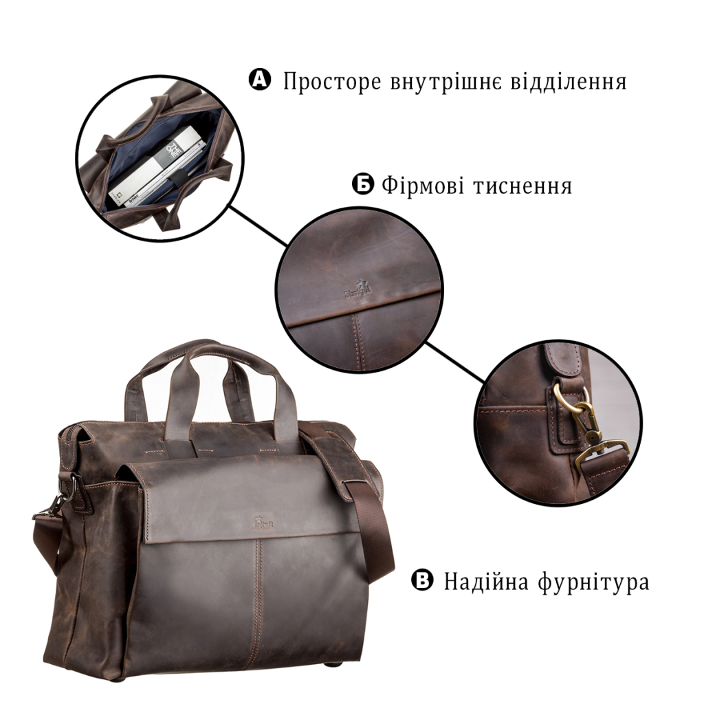 Сумка Shvigel Шкіряна Коричнева (11119) - зображення 4