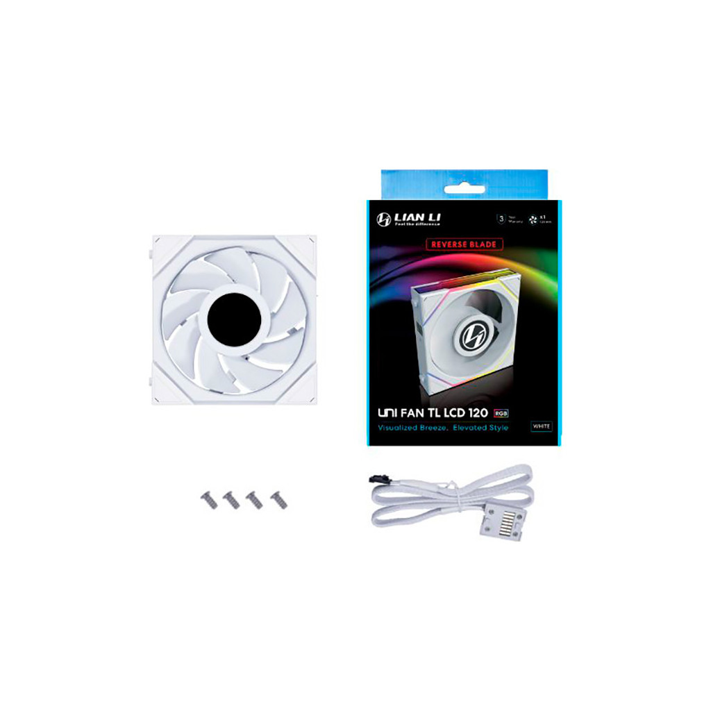 Кулер до корпусу Lian Li Reverse TL LCD 120-1, White Cooler (G99.12RTLLCD1W.00) - зображення 6