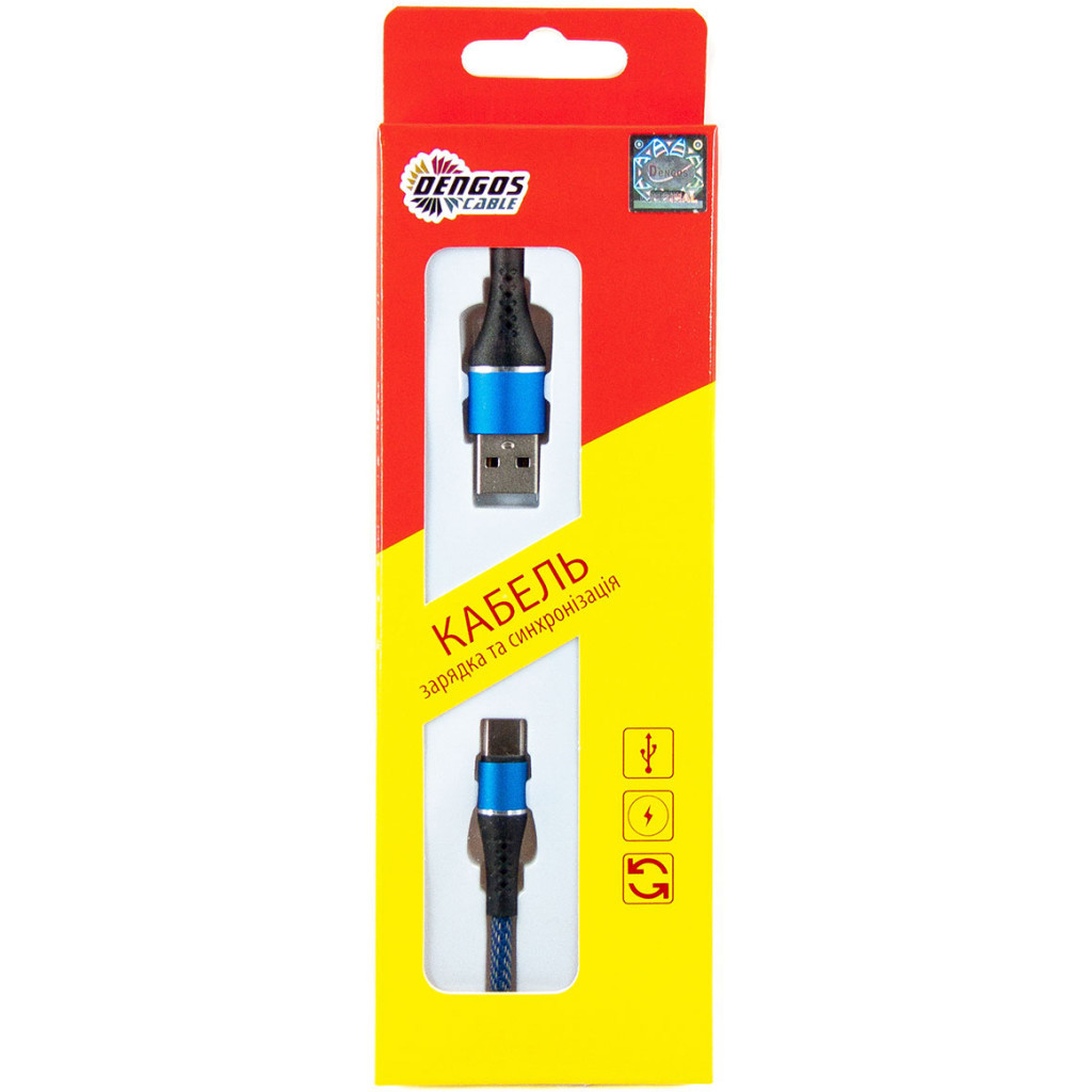 Дата кабель USB 2.0 AM to USB-C 1.0m blue Dengos (NTK-TC-MT-JEANS) - зображення 4