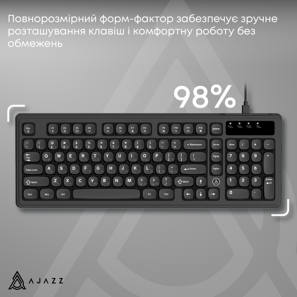 Клавіатура Ajazz AF98 USB UA Black (AF98-B) - зображення 8