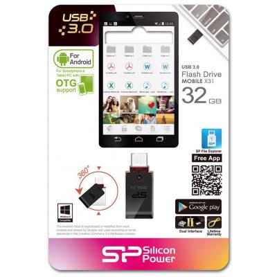 USB флеш накопичувач Silicon Power 32GB Mobile X31 USB 3.0 (SP032GBUF3X31V1K) - зображення 5