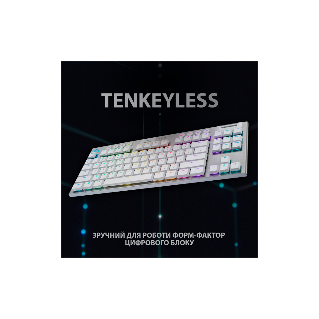 Клавіатура Logitech G915 TKL Tenkeyless Lightspeed RGB Tactile UA White (920-009503) - зображення 5