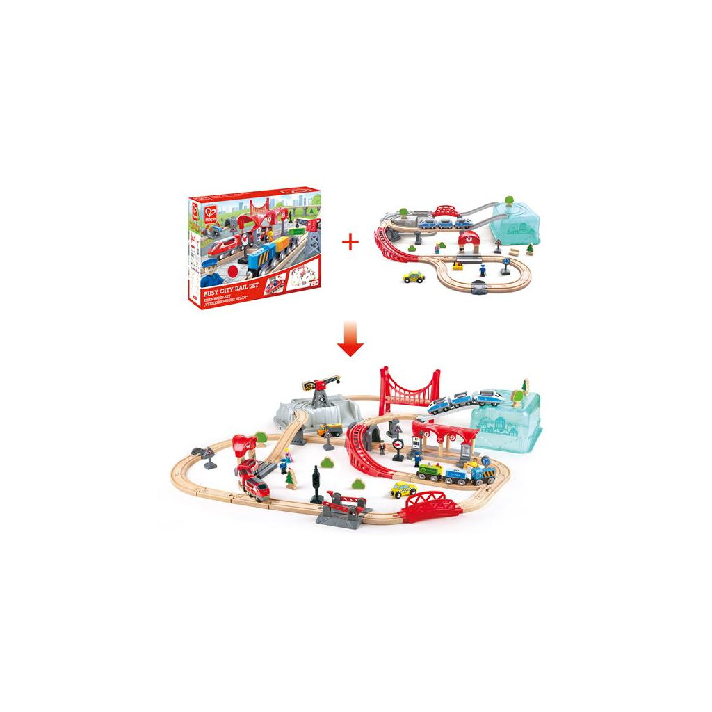 Залізниця Hape у контейнері Місто 48 елементів (E3771) - зображення 4