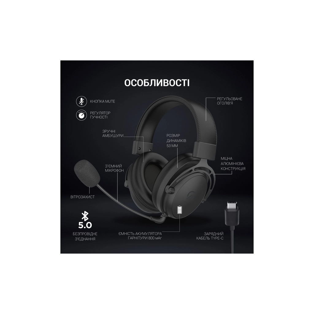 Навушники GamePro HS1260BT Black (HS1260BT) - зображення 8