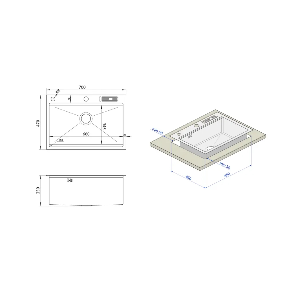 Мийка кухонна Nett NS-7048 (040325) - зображення 3