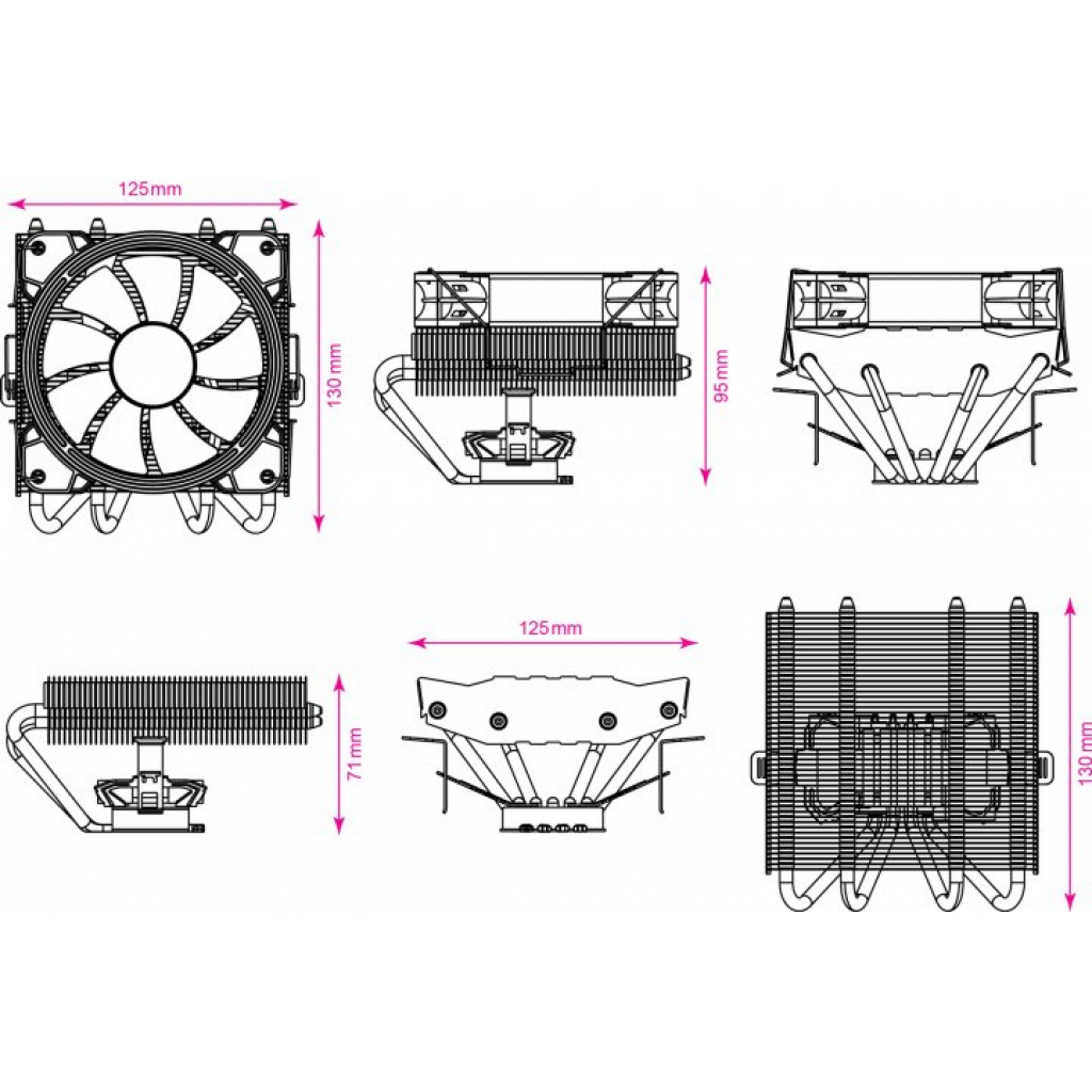 Кулер до процесора 2E GAMING AIR COOL (2E-AC120T4-RGB) - зображення 7