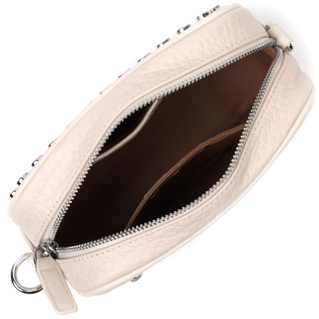 Сумка Vintage Шкіряна декорована металевими кнопками Біла (22334) - зображення 6