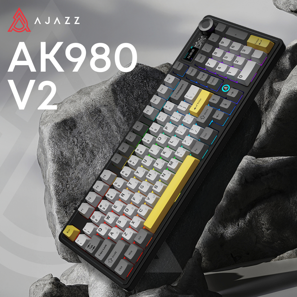 Клавіатура Ajazz AK980 V2 Gift Switch V2 Wireless/Bluetooth/USB UA Black/Grey/Yellow (AK980-V2-G-BGY) - изображение 7
