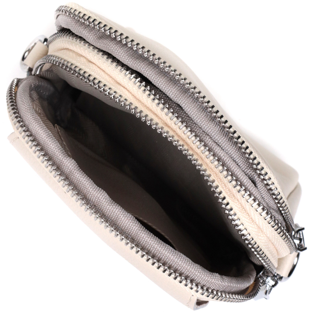 Сумка Vintage Жіноча невелика вертикальна на два відділення з натуральної шкіри Біла (22401) - зображення 6