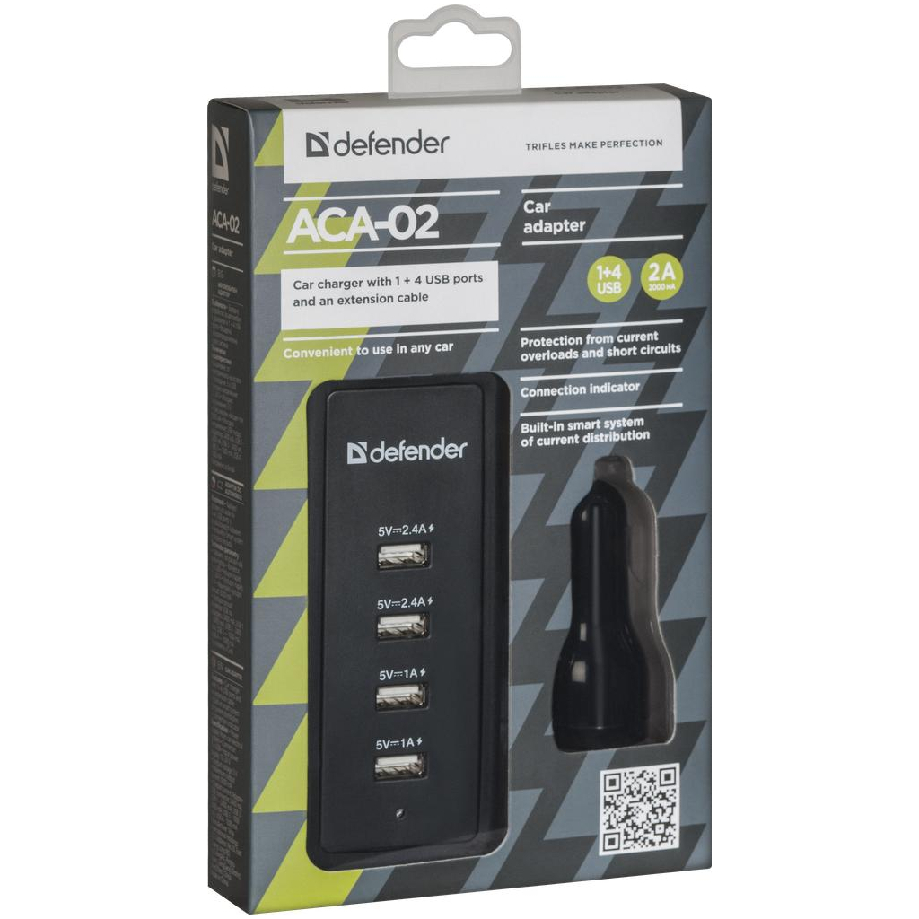 Зарядний пристрій Defender ACA-02 авто, 5 портів USB, 5V / 9.2A (83568) - зображення 5
