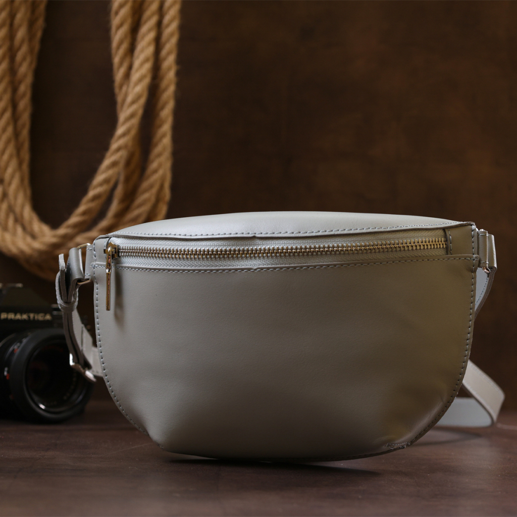 Сумка Shvigel Бананка з натуральної шкіри Сіра (16389) - зображення 8