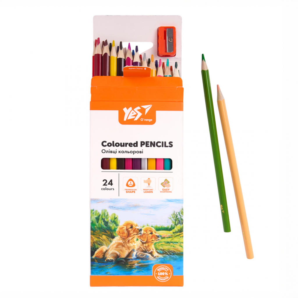 Олівці кольорові Yes Orange Line 24 кольорів з точилкою (290754) - изображение 5