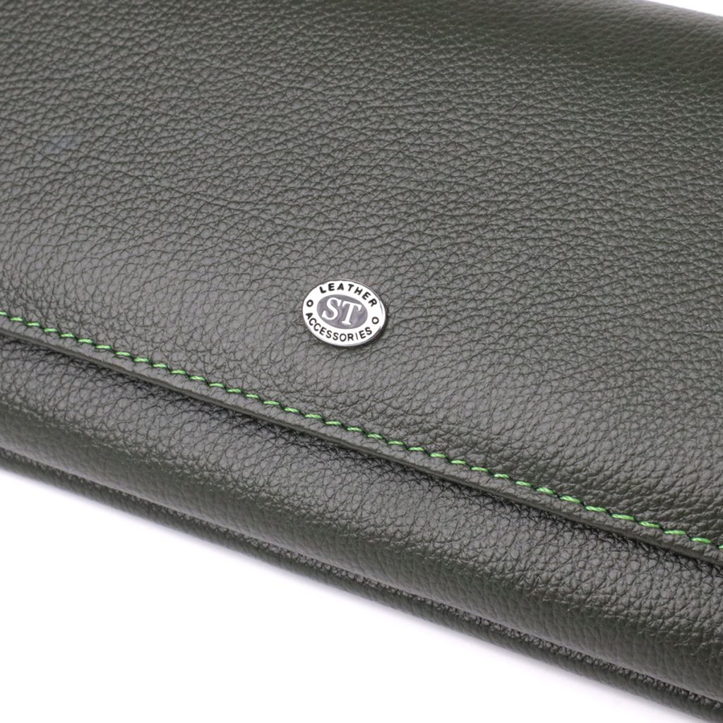 Гаманець ST Leather З натуральної шкіри Зелений (23068) - зображення 5