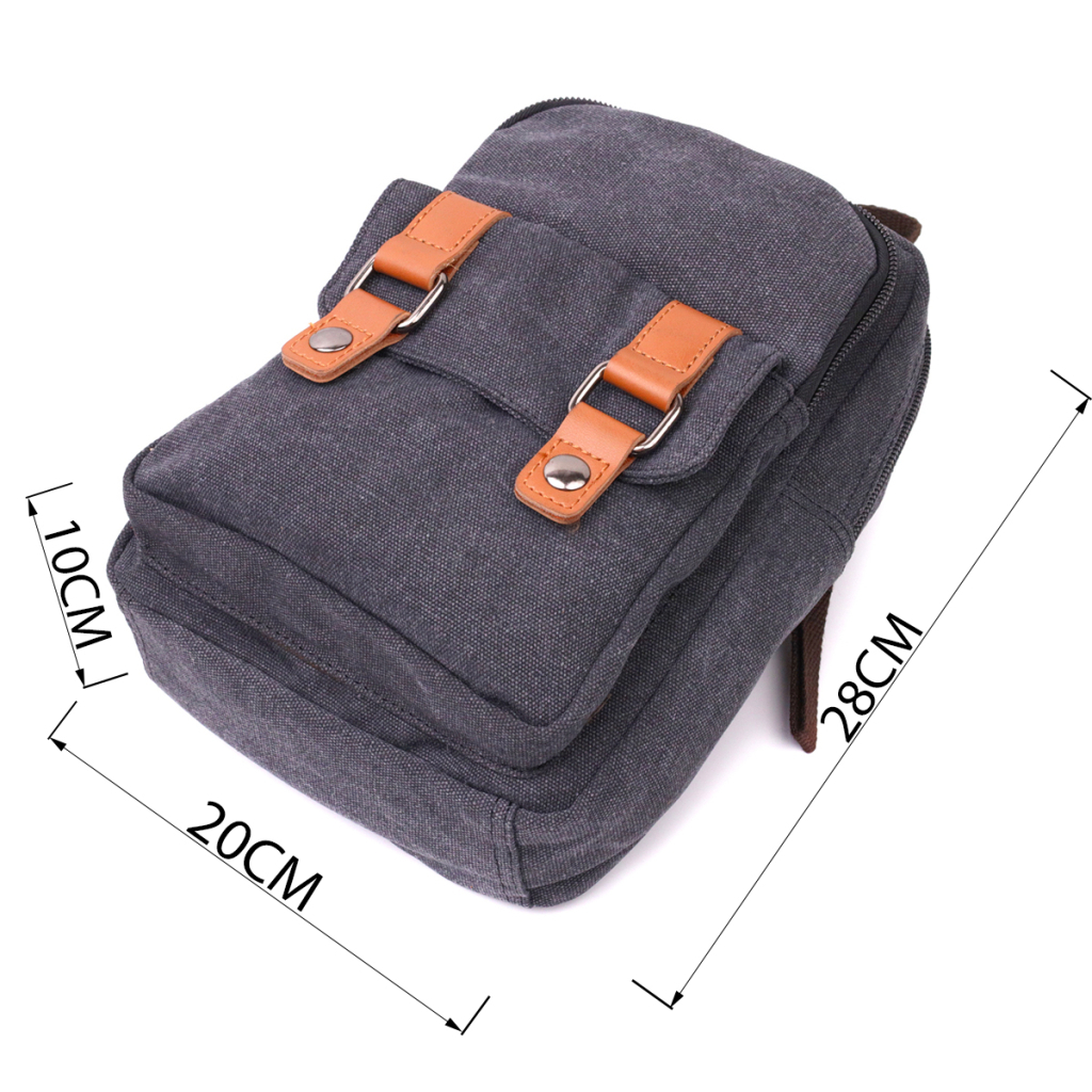 Сумка Vintage З двома відділеннями з щільного текстилю Чорна (22162) - зображення 3