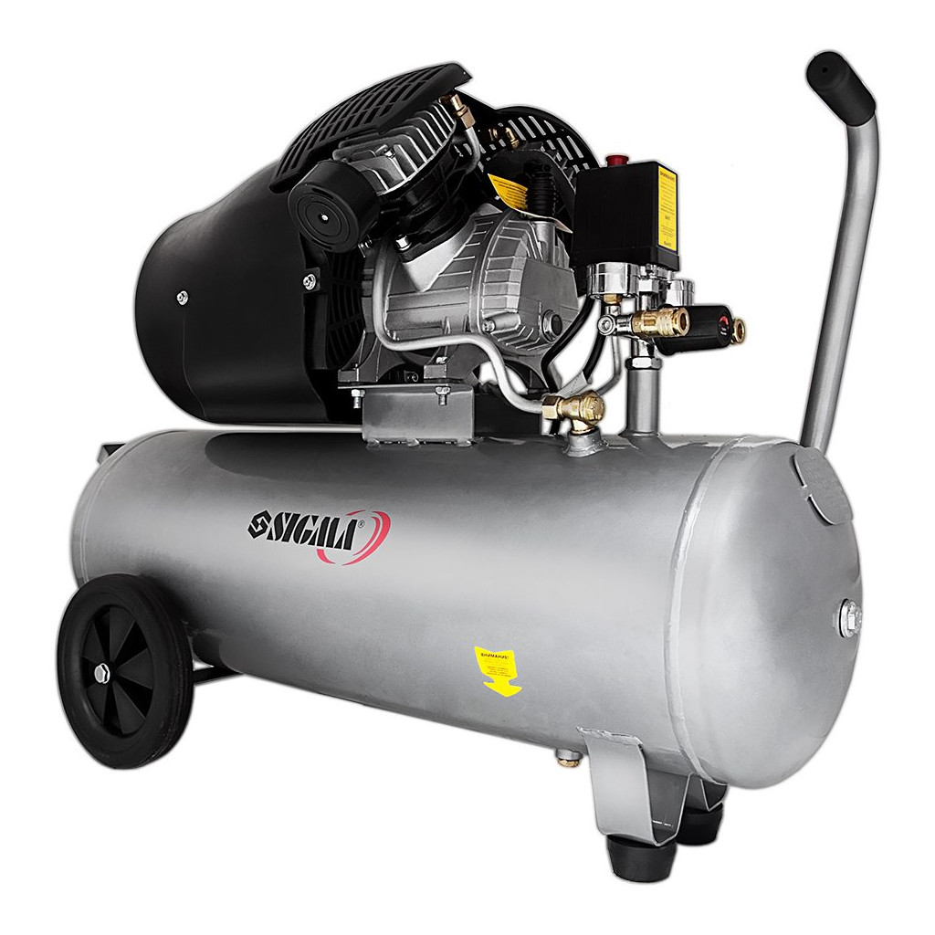 Компресор Sigma двоциліндровий 2.5кВт 455л/хв 10бар 50л (2 крана) (7043721) - зображення 1