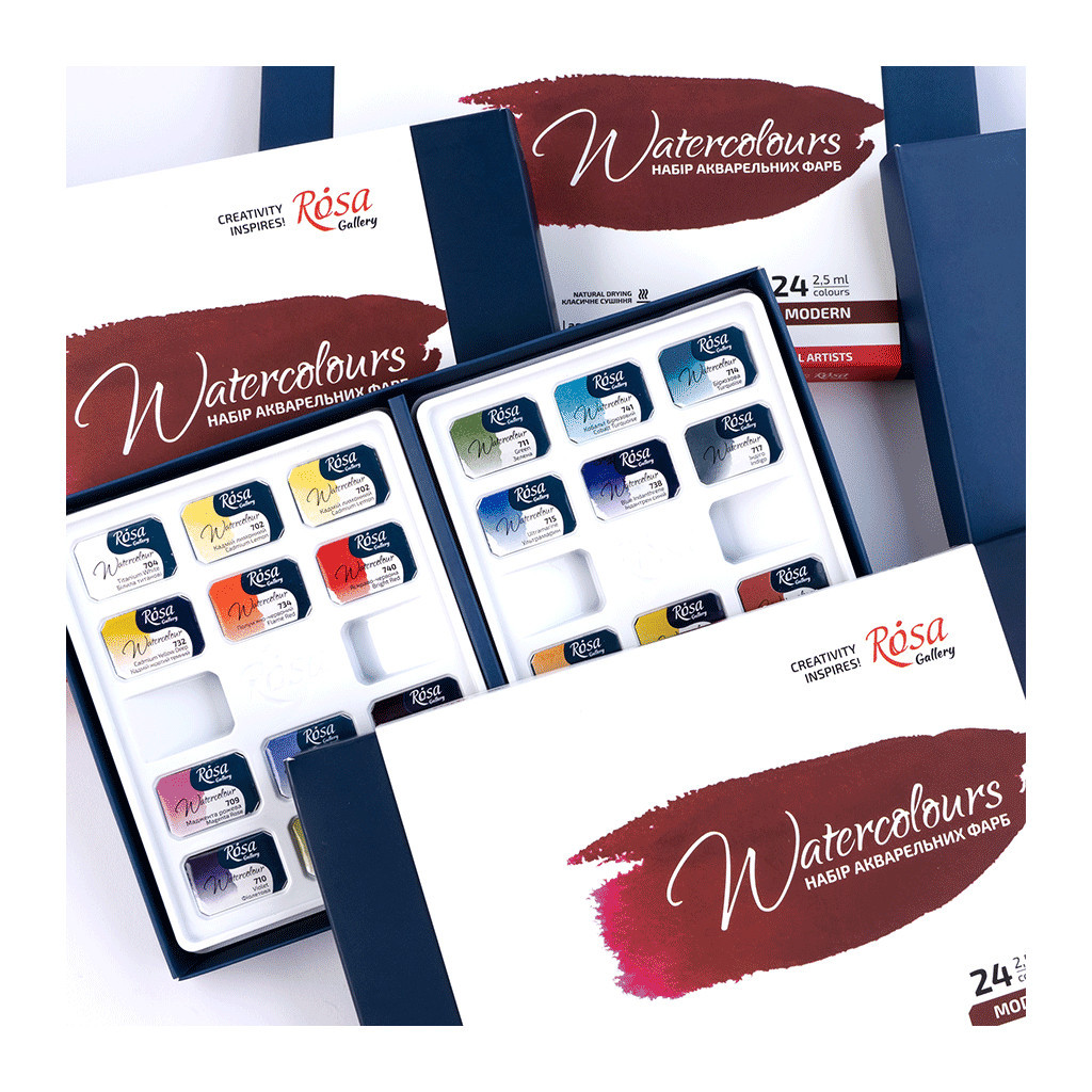 Акварельні фарби Rosa Gallery Modern 24 кольри по 2,5 мл (4823098541127) - зображення 4