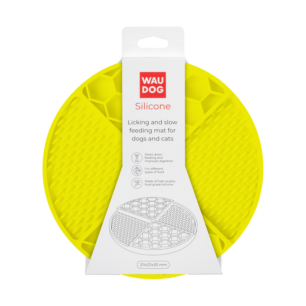 Універсальний посуд для тварин WAUDOG Silicone Килимок для злизування 21х21х3 см жовтий (23508) - изображение 2