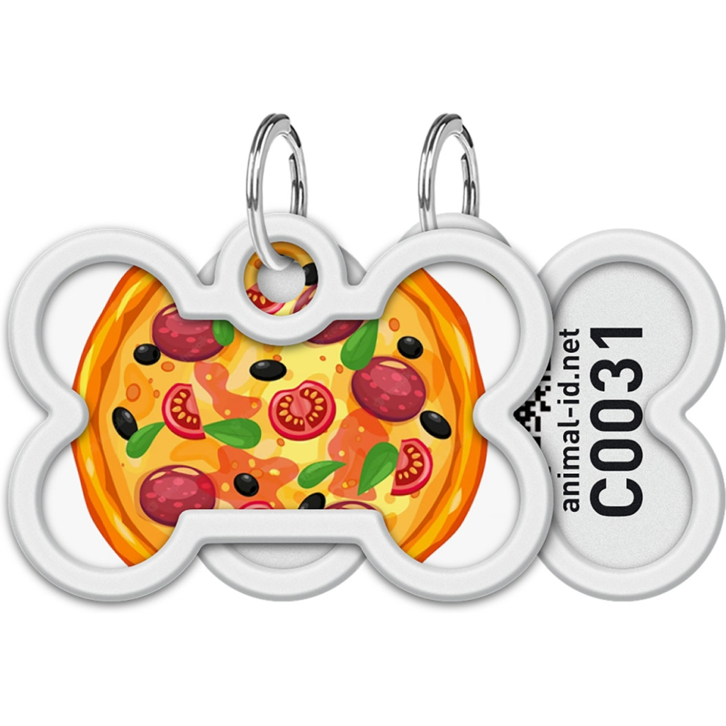 Адресник для тварин WAUDOG Smart ID з QR паспортом "Піца", кістка 40х28 мм (231-4038) - изображение 1