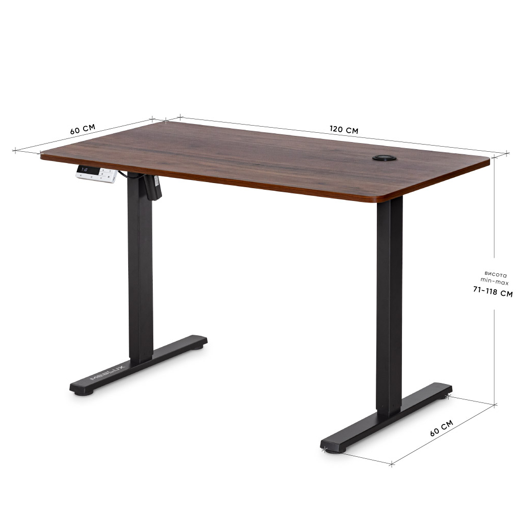 Комп'ютерний стіл Mealux PowerDesk Energy Walnut з електрорегулюванням висоти (EVO-201 Energy Walnut/B) - зображення 3