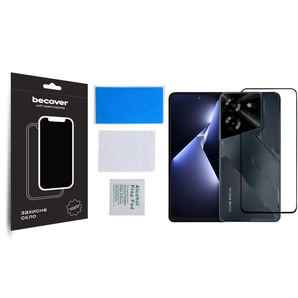 Скло захисне BeCover Tecno POVA 5 (LH7n) Black (710031) - зображення 4