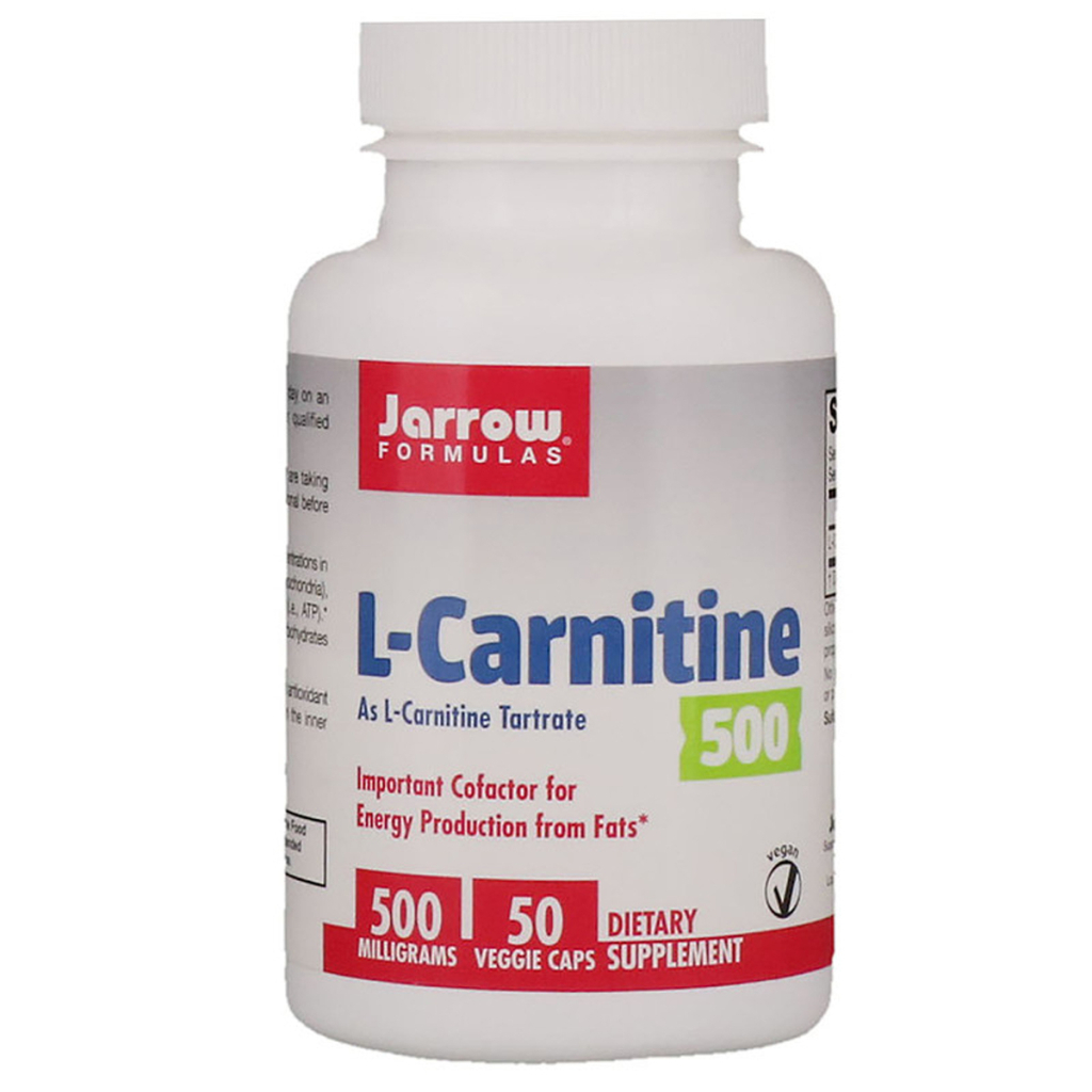 Амінокислота Jarrow Formulas L-карнітин 500 мг, L-Carnitine, 50 вегетаріанських капсул (JRW-02001) - зображення 1