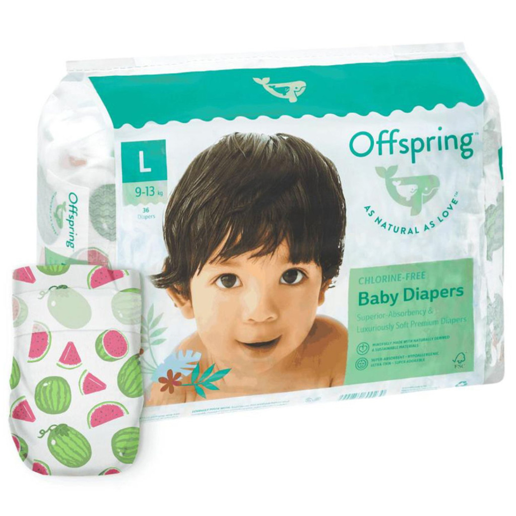 Підгузки Offspring Розмір L (9-13 кг) 36 шт, Кавун (9355465009220) (DP-OI-FAT-L36P-WML) - зображення 1