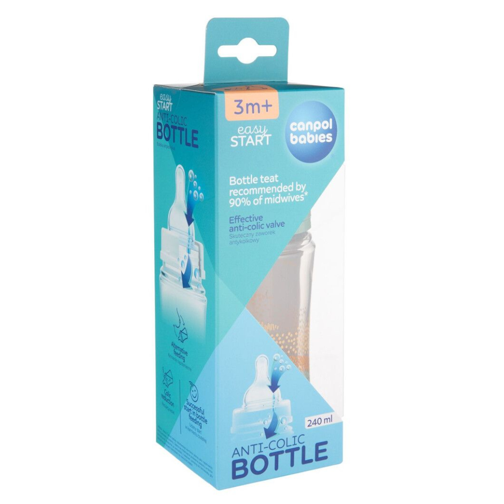 Пляшечка для годування Canpol babies Easystart MOUNTAINS антиколікова з широким отвором 240 мл зелена (35/243_gre) - зображення 3