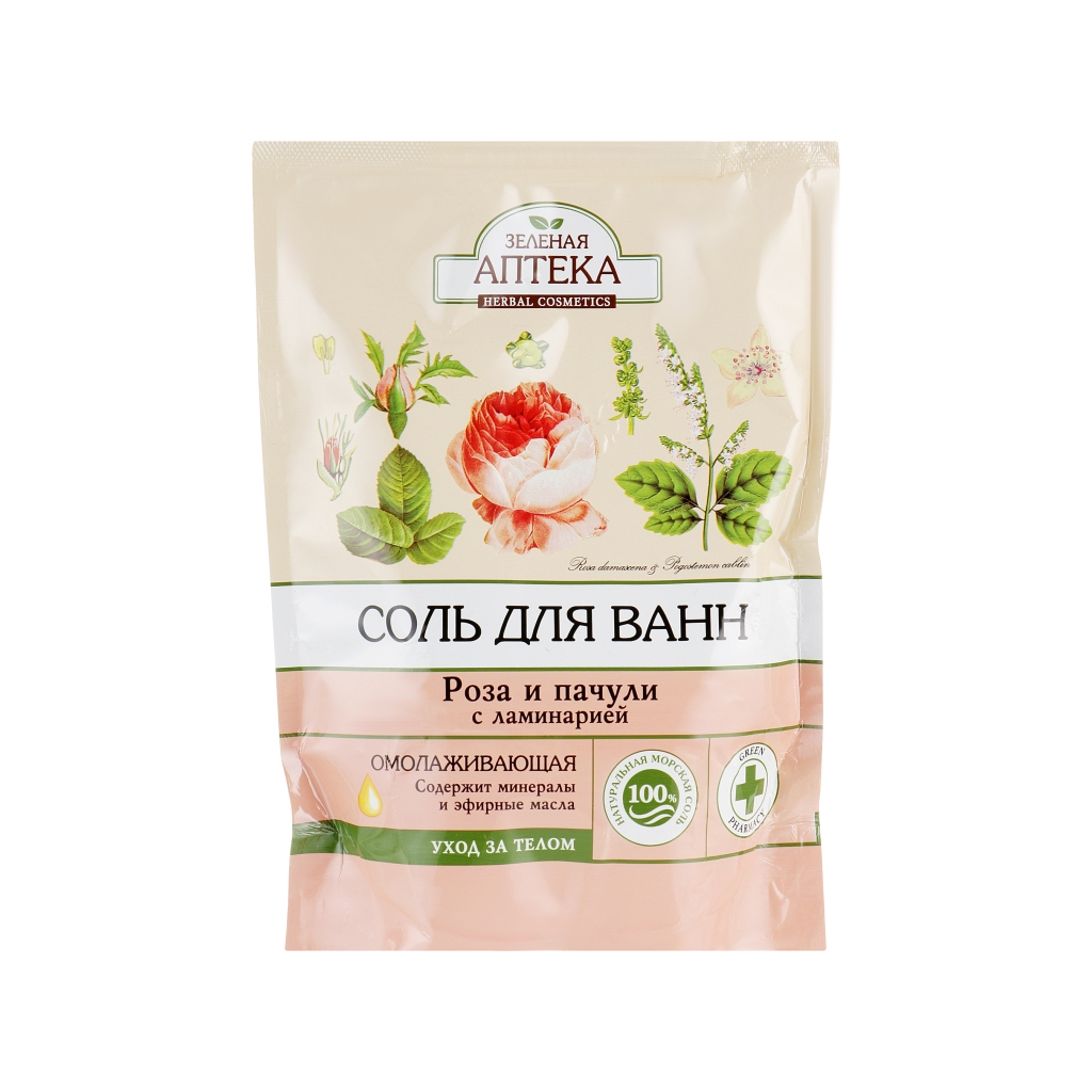 Сіль для ванн Зелена Аптека Омолоджувальна Троянда та пачулі 500 г (4823015936258) - зображення 1