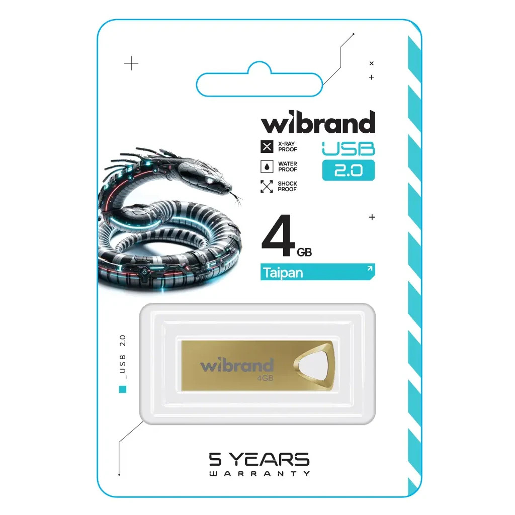 USB флеш накопичувач Wibrand 4GB Taipan Gold USB 2.0 (WI2.0/TA4U2G) - зображення 2
