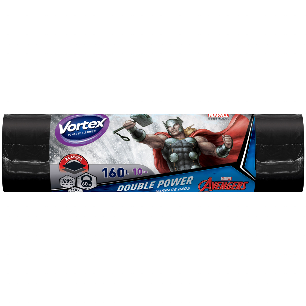 Пакети для сміття Vortex Max Thor багатошарові чорні 160 л 10 шт. (4823071643176) - зображення 1