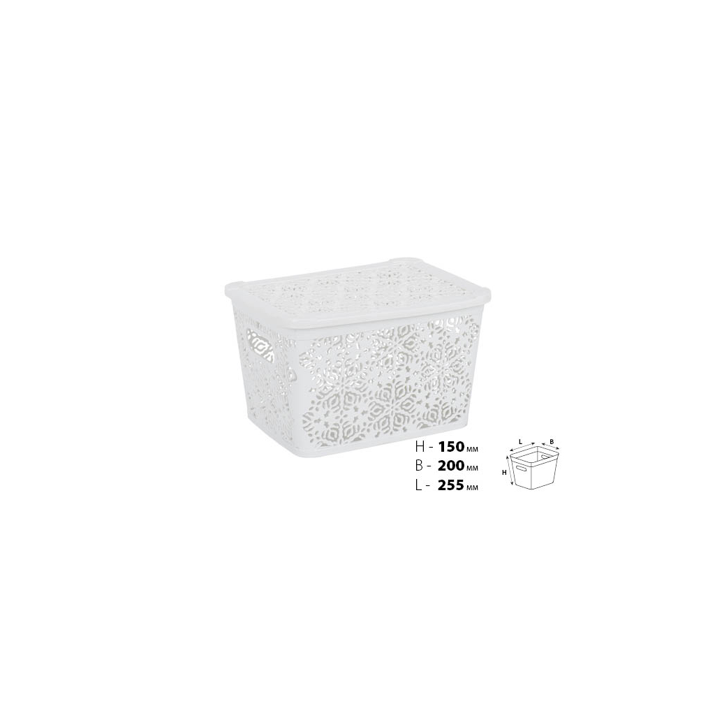 Кошик для зберігання Violet House 0402 №2 Ажур з кришкою White 7 л (0402 №2 Ажур W з/кр. 7 л) - зображення 2
