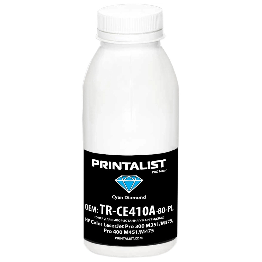 Тонер HP CLJ Pro 300 M351/M375, Pro 400 M451/M475, 80г Cyan Printalist (TR-CE410A-80-PL) - зображення 1