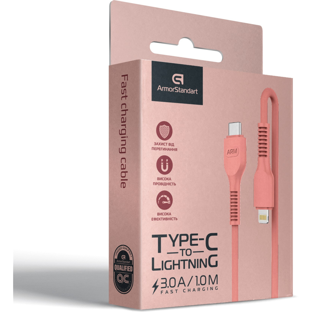 Дата кабель USB-C to Lightning 1.0m AR88 3A Peach Armorstandart (ARM65289) - зображення 4