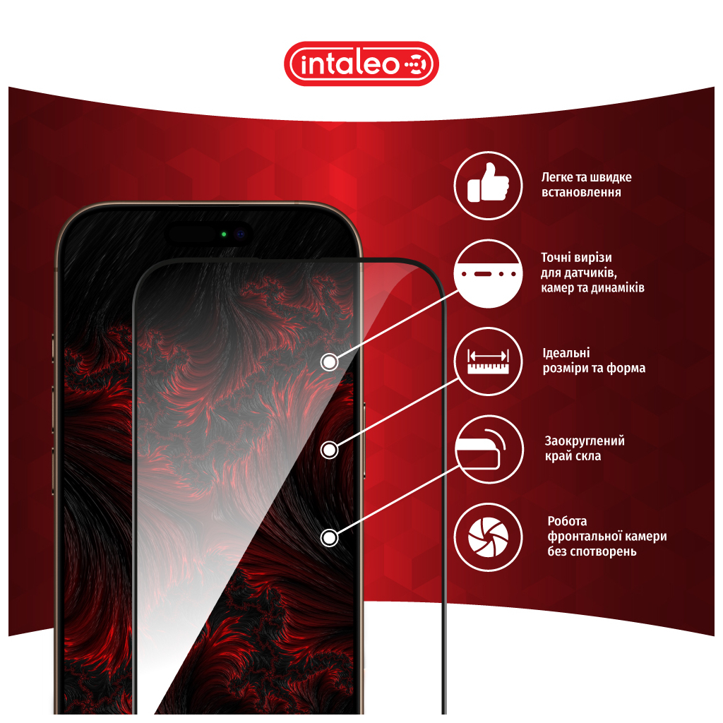 Скло захисне Intaleo Full Glue Apple iPhone 16 Pro Black (1283126593802) - зображення 3