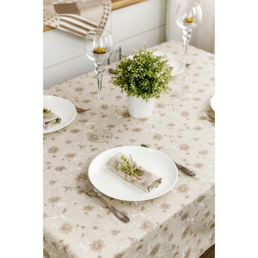 Скатертина Прованс Квіти беж Господиня 120х136 см (4823093450868) - зображення 2